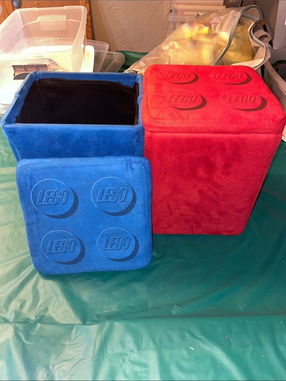 Lego Blue and Red Plush Storage Cubes